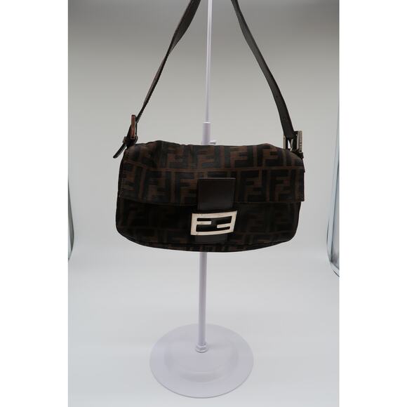 Fendi Vintage Brown Mamma Baguette Zucca-Pattern Shoulder Bag - Picture 1 of 13